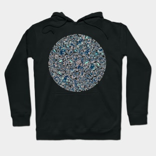 Teal Garden - floral doodle pattern in cream & navy blue Hoodie